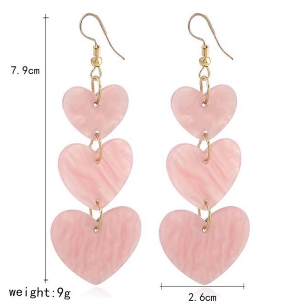 ⭐️Acrylic Pink Heart 💖 Long Earrings - Picture 2 of 5
